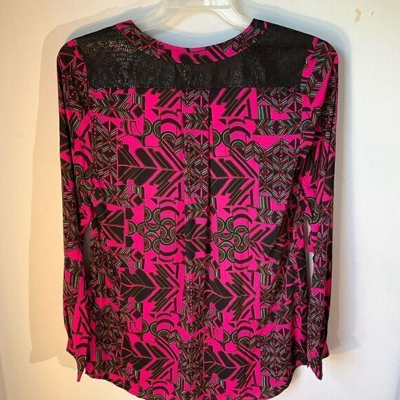Plenty by Tracy Reese Fuchsia Laminated Yoke Peasant Blouse, NWT. M. Anthro, Rev - Picture 6 of 16